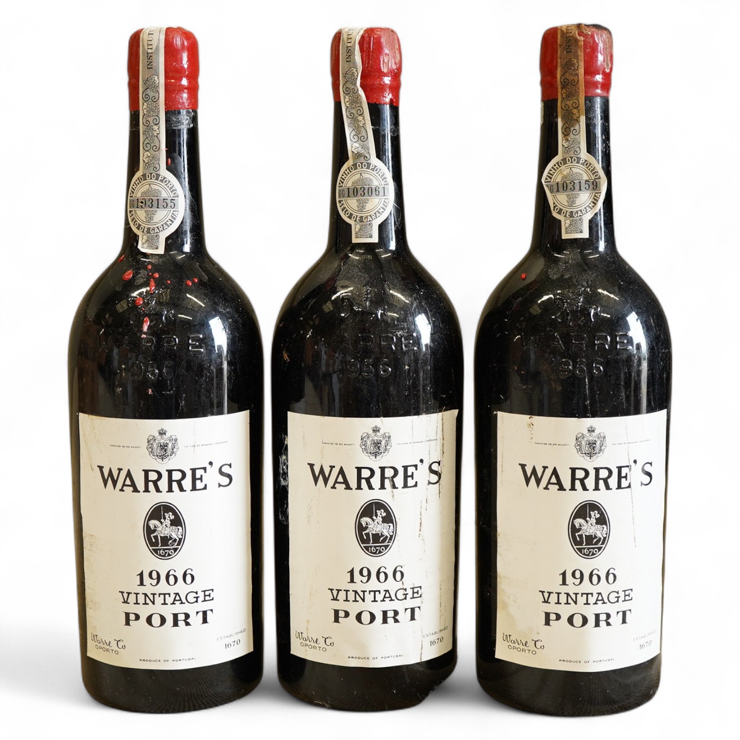 Three bottles of 1966 Warre's vintage port